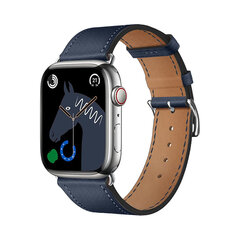 Кожаный ремешок HOCO Single Tour для Apple Watch — Midnight blue 42/44/45/49 mm цена и информация | Аксессуары для смарт-часов и браслетов | pigu.lt