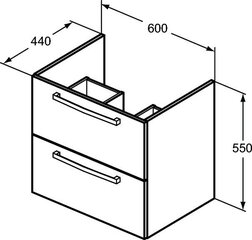 Prekė su pažeidimu.Pakabinama spintelė Ideal Standard Tempo 60 cm, du stalčiai, soft close uždarymas, rankenėlės, blizgi balta, E3240WG цена и информация | Товары с повреждениями | pigu.lt