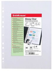 Вкладыши GLOSSY CLEAR, ErichKrause, А4, 100мкр, прозрачные, 10 шт. цена и информация | Канцелярские товары | pigu.lt