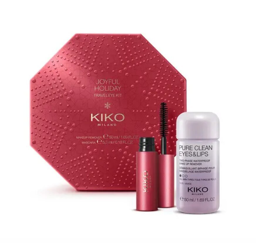 Akių makiažo rinkinys Kiko Milano: mini tušas, 5.5 ml + mini vandeniui atsparus makiažo valiklis, 50 ml kaina ir informacija | Akių šešėliai, pieštukai, blakstienų tušai, serumai | pigu.lt