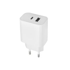 Maxlife MXTC-06 PD QC charger 1x USB-C 1x USB 20W white цена и информация | Зарядные устройства для телефонов | pigu.lt