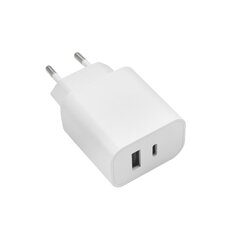 Maxlife MXTC-06 PD QC charger 1x USB-C 1x USB 20W white цена и информация | Зарядные устройства для телефонов | pigu.lt