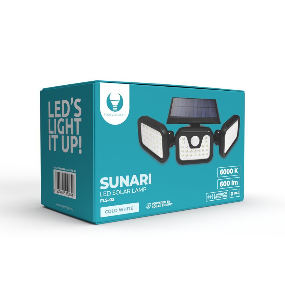 Lauko šviestuvas Forever Light Sunari Solar Lamp LED FLS-03, baltas цена и информация | Lauko šviestuvai | pigu.lt