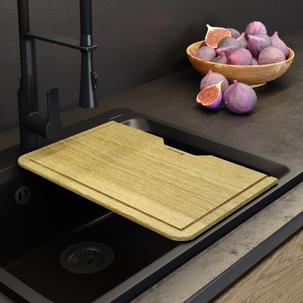 Granito kriauklė su sifonu Granitan Zante, juoda kaina ir informacija | Virtuvinės plautuvės | pigu.lt