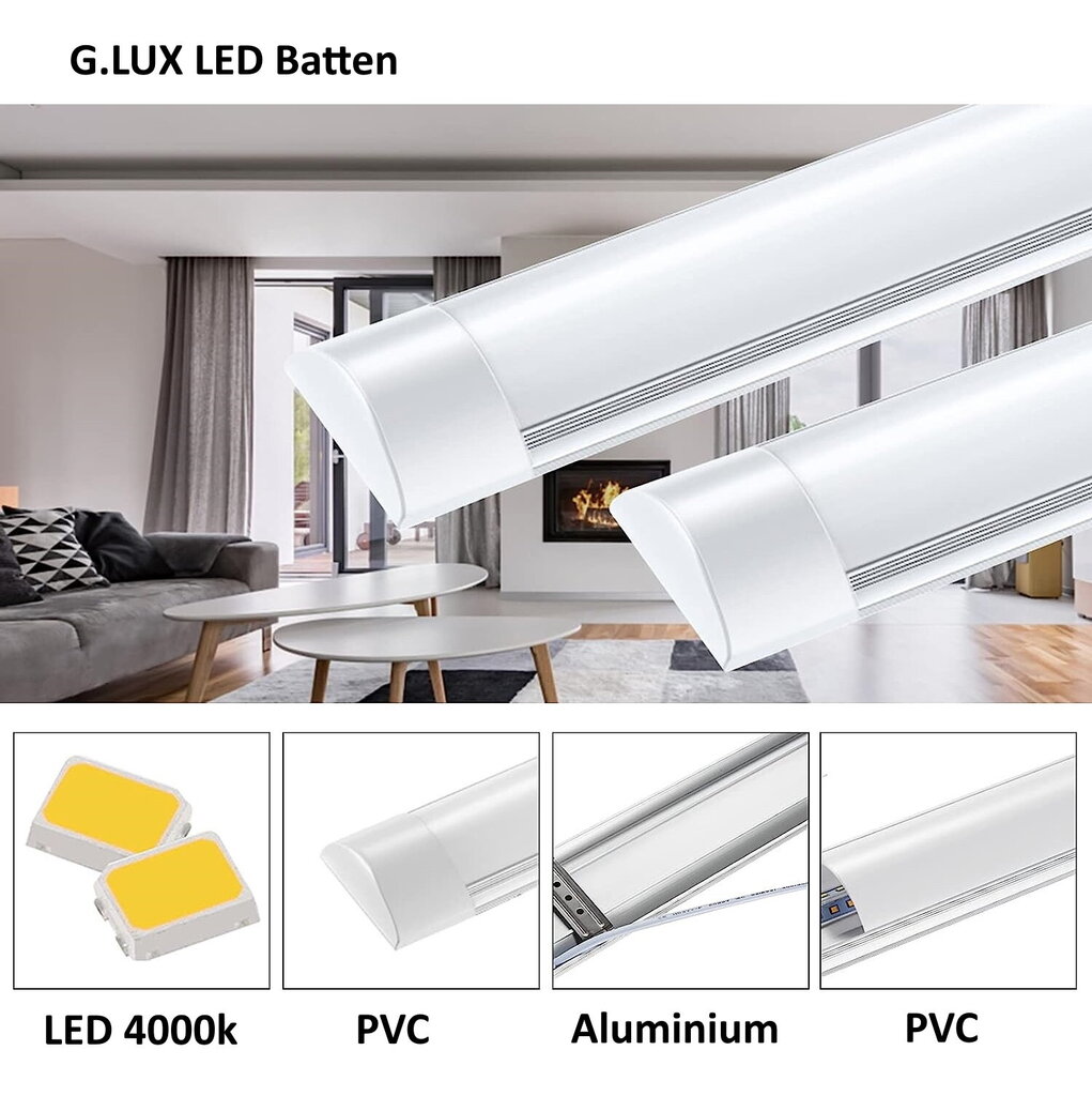 LED šviestuvas G.LUX GR-LED-BATTEN-30W-900mm kaina ir informacija | Lubiniai šviestuvai | pigu.lt