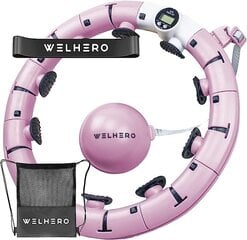 Masažinis mankštos žiedas Welhero, 66-132cm, rožinis kaina ir informacija | Gimnastikos lankai ir lazdos | pigu.lt