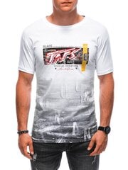 футболка с принтом s1890 - белая цена и информация | Футболка мужская | pigu.lt