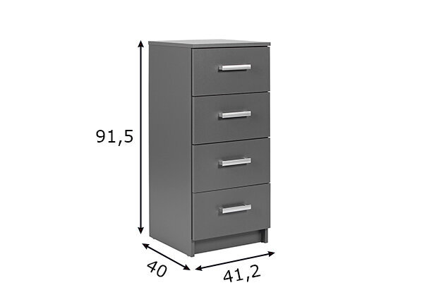 Komoda Interlink Elenzio 4, pilka kaina ir informacija | Komodos | pigu.lt