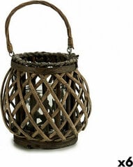 Gift Decor Candleholder Grey Brown wicker Glass 29,5 x 24 x 22 cm (6 Units) цена и информация | Подсвечники, свечи | pigu.lt