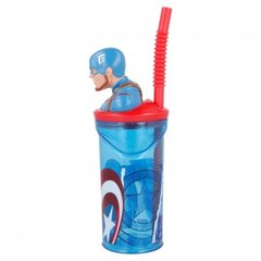 3D puodelis su šiaudeliu Captain America, 360 ml kaina ir informacija | Originalūs puodeliai | pigu.lt