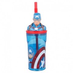 3D puodelis su šiaudeliu Captain America, 360 ml цена и информация | Оригинальные кружки | pigu.lt