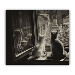 Tulup pjaustymo lentelė Katės prie lango, 60x52 cm kaina ir informacija | Pjaustymo lentelės | pigu.lt