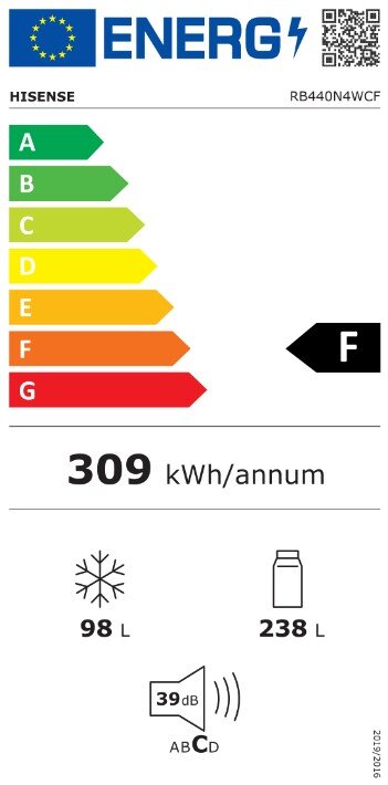 Hisense RB440N4WCF kaina ir informacija | Šaldytuvai | pigu.lt