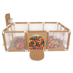 Детский игровой манеж Selonis с корзиной и 200 мячами, зеленый:бирюзовый/синий/желтый/прозрачный цена и информация | Игрушки для малышей | pigu.lt