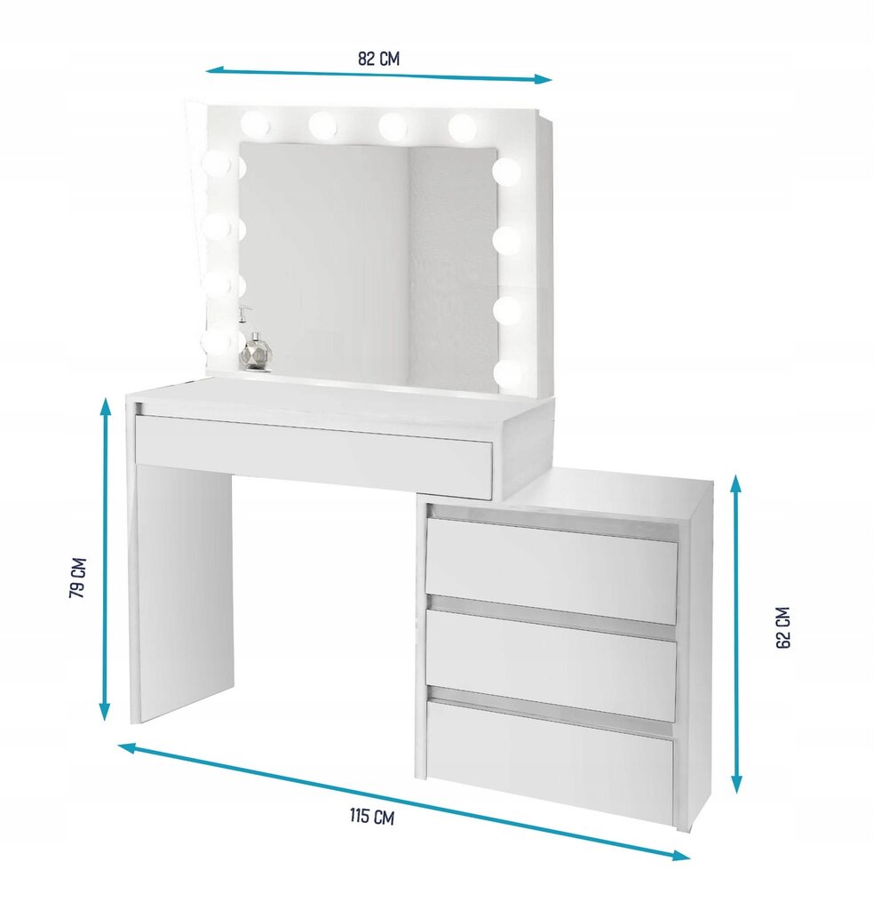 Kosmetinis staliukas 94 x 150 x 43 cm, baltas kaina ir informacija | Kosmetiniai staliukai | pigu.lt