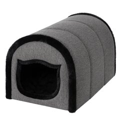 Guolis - namelis Doggy, 33x51x30 cm, tamsiai pilkas kaina ir informacija | Guoliai, pagalvėlės | pigu.lt