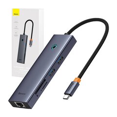 Hub 7w1 Baseus UltraJoy 7-Port ( USB-C to 1xHDMI4K@30Hz + 2xUSB 3.0 + 1xPD +RJ45 + SD|TF3.0) цена и информация | Адаптеры, USB-разветвители | pigu.lt