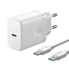 Joyroom JR-TCF11 fast charger with a power of up to 25W + USB-C | USB-C cable 1m - white цена и информация | Зарядные устройства для телефонов | pigu.lt