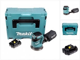 Аккумуляторная орбитальная шлифмашинка Makita DBO 180 Y1J 18 В, с аккумулятором 1,5 Ач, Makpac, без зарядного устройства цена и информация | Шлифовальные машины | pigu.lt