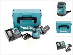 Аккумуляторная эксцентриковая шлифмашинка Makita DBO 180 RYJ 18 В + 2 аккумулятора 1,5 Ач + зарядное устройство + Makpac цена и информация | Шлифовальные машины | pigu.lt