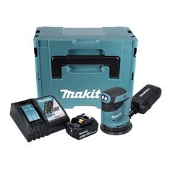 Makita DBO 180 RT1J akumuliatorinis ekscentrinis šlifuoklis 18 V 125 mm + 1x baterija 5.0 Ah + įkroviklis + Makpac kaina ir informacija | Šlifuokliai | pigu.lt