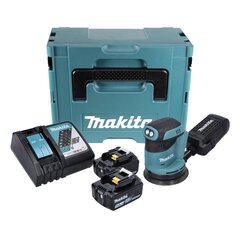 Makita DBO 180 RTJ akumuliatorinis ekscentrinis šlifuoklis 18 V 125 mm + 2x baterija 5.0 Ah + įkroviklis + Makpac kaina ir informacija | Šlifuokliai | pigu.lt