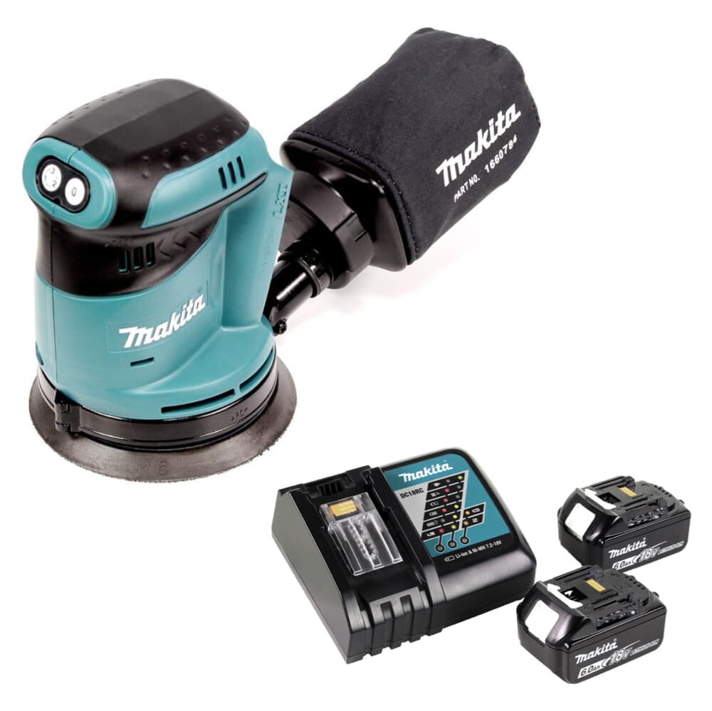 Makita DBO 180 RG akumuliatorinis ekscentrinis šlifuoklis 18 V 125 mm + 2x akumuliatorius 6.0 Ah + įkroviklis kaina ir informacija | Šlifuokliai | pigu.lt