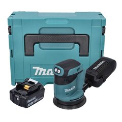 Аккумуляторная эксцентриковая шлифовальная машинка Makita DBO 180 F1J 18 В 125 мм + 1х аккумулятор 3,0 Ач + Makpac - без зарядного устройства цена и информация | Шлифовальные машины | pigu.lt