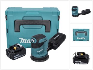 Makita DBO 180 G1J akumuliatorinis ekscentrinis šlifuoklis 18 V 125 mm + 1x baterija 6.0 Ah + Makpac - be įkroviklio kaina ir informacija | Šlifuokliai | pigu.lt