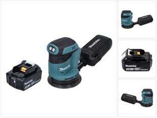 Makita DBO 180 F1 akumuliatorinis ekscentrinis šlifuoklis 18 V 125 mm + 1x baterija 3.0 Ah - be įkroviklio kaina ir informacija | Šlifuokliai | pigu.lt