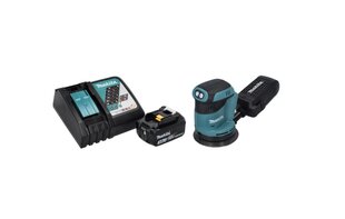 Makita DBO 180 RF1 akumuliatorinis ekscentrinis šlifuoklis 18 V 125 mm + 1x baterija 3.0 Ah + įkroviklis kaina ir informacija | Šlifuokliai | pigu.lt