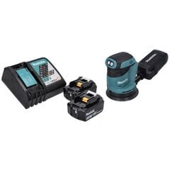 Makita DBO 180 RF akumuliatorinis ekscentrinis šlifuoklis 18 V 125 mm + 2x 3.0 Ah baterija + įkroviklis kaina ir informacija | Šlifuokliai | pigu.lt