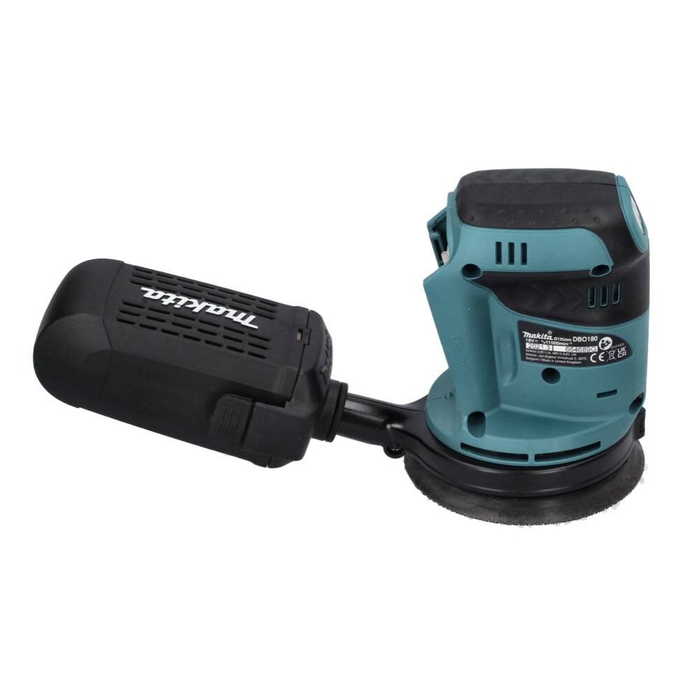 Makita DBO 180 RT1 akumuliatorinis ekscentrinis šlifuoklis 18 V 125 mm + 1x baterija 5.0 Ah + įkroviklis kaina ir informacija | Šlifuokliai | pigu.lt