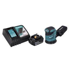 Makita DBO 180 RT1 akumuliatorinis ekscentrinis šlifuoklis 18 V 125 mm + 1x baterija 5.0 Ah + įkroviklis kaina ir informacija | Šlifuokliai | pigu.lt