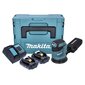 Makita DBO 180 SYJ akumuliatorinis ekscentrinis šlifuoklis 18 V 125 mm + 2x baterija 1.5 Ah + įkroviklis + Makpac kaina ir informacija | Šlifuokliai | pigu.lt