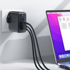 Set of 2x fast charger GaN UK 100W Power Delivery 3x USB C 1x USB - white | black цена и информация | Зарядные устройства для телефонов | pigu.lt