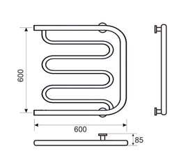 Rankšluosčių džiovintuvas Foxtrot 1'' 600x600 mm kaina ir informacija | Gyvatukai, vonios radiatoriai | pigu.lt