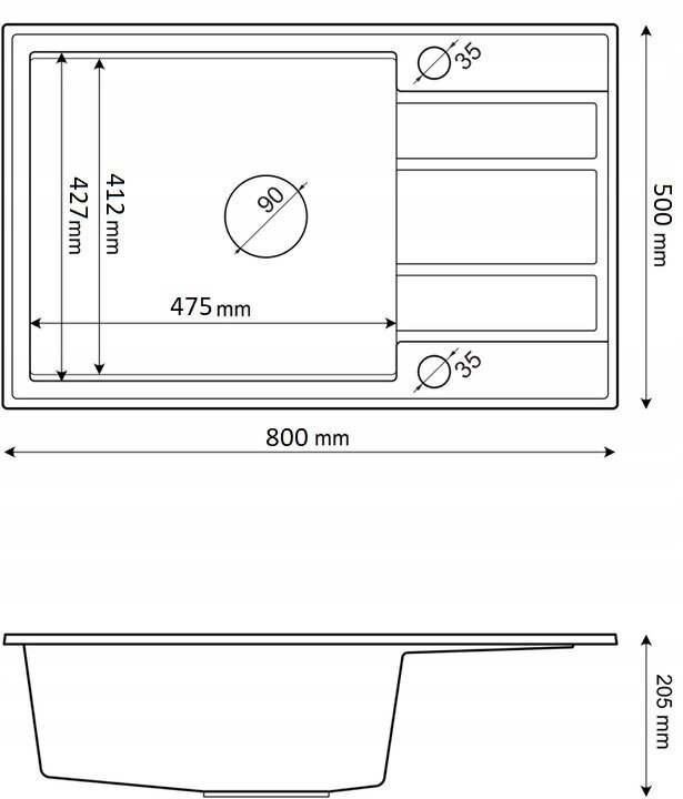 Granito kriauklės komplektas Granitan Louis Golden Line, juodas kaina ir informacija | Virtuvinės plautuvės | pigu.lt