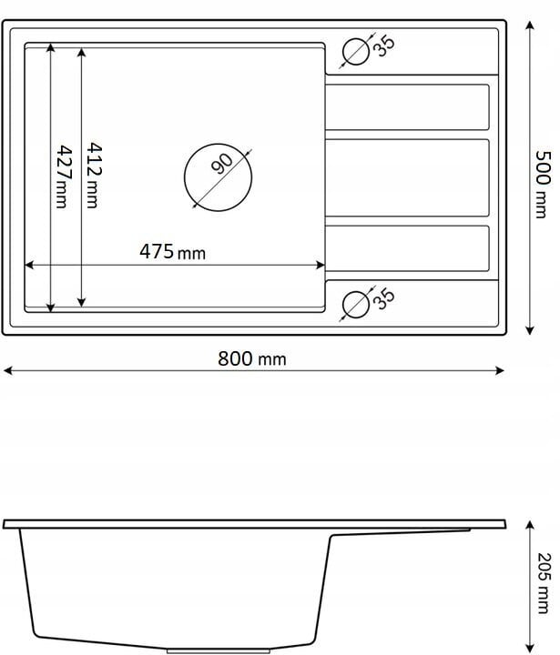 Granito kriauklės komplektas Granitan Louis, juodas kaina ir informacija | Virtuvinės plautuvės | pigu.lt