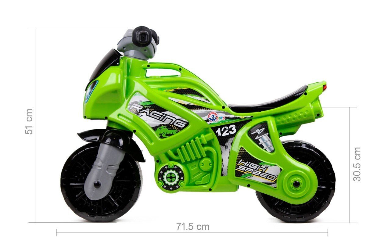 Paspiriamas Motociklas TechnoK, žalias kaina ir informacija | Žaislai kūdikiams | pigu.lt