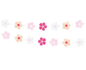 Popierinė virvelė Pink Flowers, 3 vnt. kaina ir informacija | Dekoracijos šventėms | pigu.lt