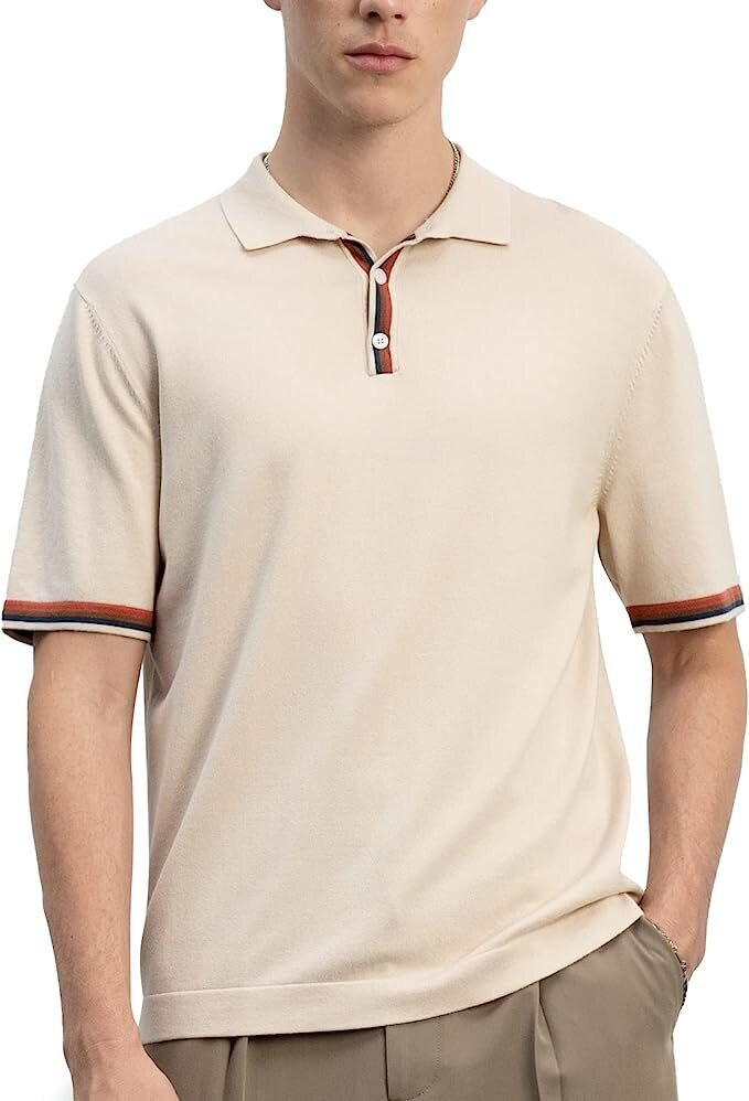 Polo marškinėliai vyrams Spiez, smėlio spalvos цена и информация | Vyriški marškiniai | pigu.lt