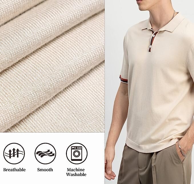 Polo marškinėliai vyrams Spiez, smėlio spalvos цена и информация | Vyriški marškiniai | pigu.lt