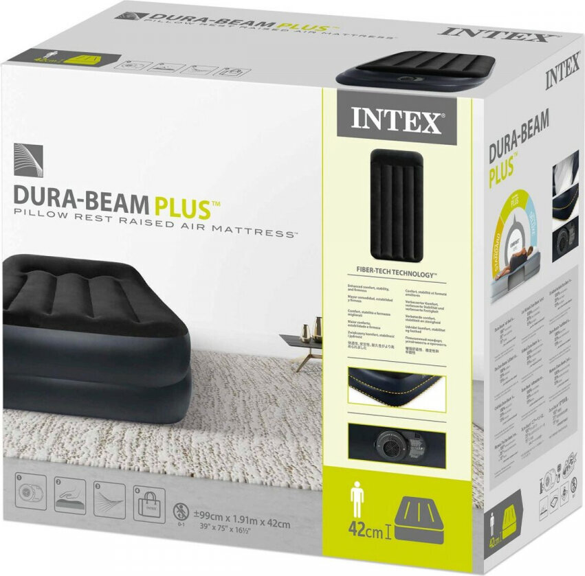 Pripučiama lova Intex Air Bed Dura-Beam Basic, 99x42x191 cm цена и информация | Pripučiami čiužiniai ir baldai | pigu.lt