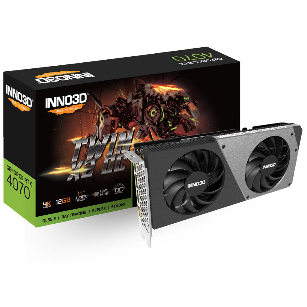 Inno3D GeForce RTX 4070 Twin X2 OC (N40702-126XX-185252N) kaina ir informacija | Vaizdo plokštės (GPU) | pigu.lt