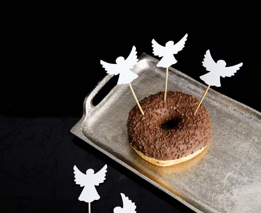 Tortų papuošimai tlazdelės, su angelu 36 vnt. kaina ir informacija | Vienkartiniai indai šventėms | pigu.lt