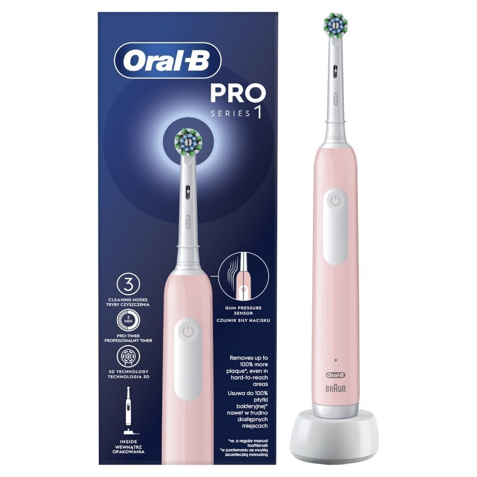 Oral-B Pro Series 1 Pink Cross Action kaina ir informacija | Elektriniai dantų šepetėliai | pigu.lt