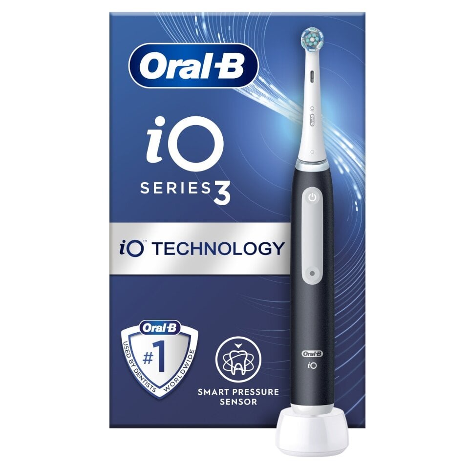 Oral-B iO3 Series Matt Black цена и информация | Elektriniai dantų šepetėliai | pigu.lt