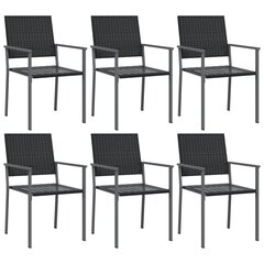 6-ių kėdžių komplektas vidaXL, juodas цена и информация | Садовые стулья, кресла, пуфы | pigu.lt