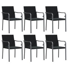 6-ių kėdžių komplektas vidaXL, juodas kaina ir informacija | Lauko kėdės, foteliai, pufai | pigu.lt